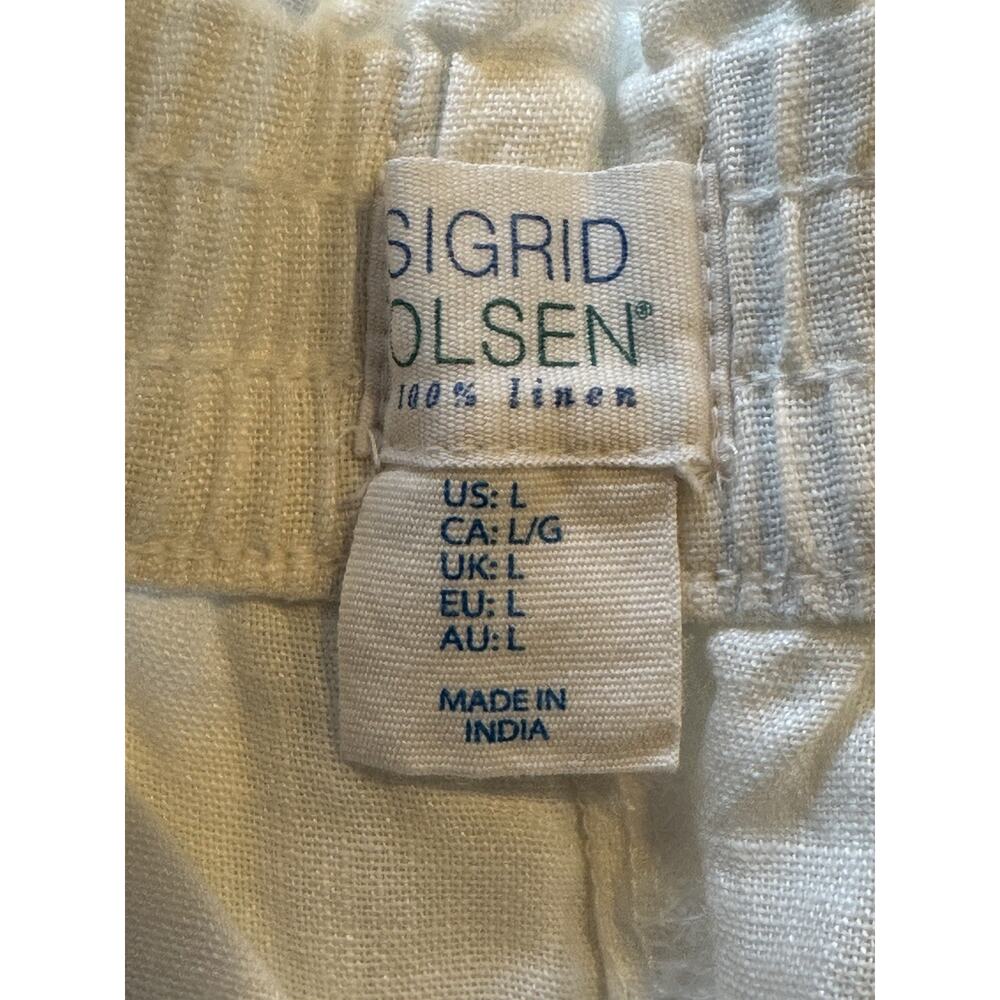 Sigrid Olsen Women L 100% linen pullon shorts elastic waist coastal resort beach - Picture 3 of 5